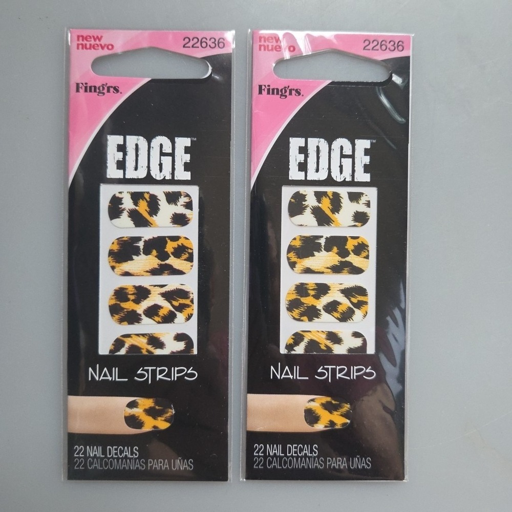 Fing'rs Nail Strips / 22 Nail Decals Per Pack / Leopard‎ Print 22636 Lot Of 2